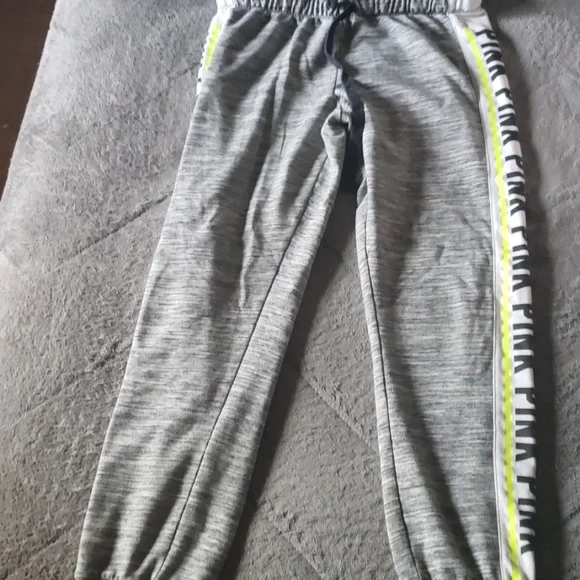 PINK Victoria's Secret Gray Joggers with Neon Accents - Picture 3 of 5